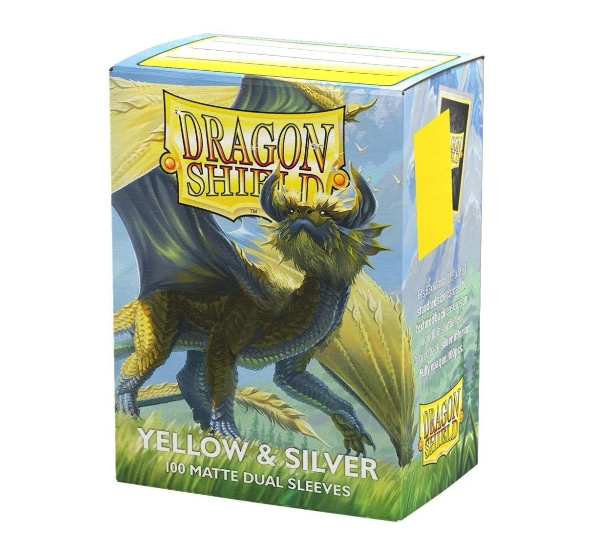 DRAGON SHIELD 100CT BOX DUAL MAT YELLOW & SILVER