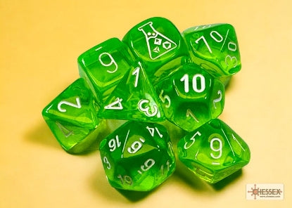 TRANSLUCENT RAD GRN/WHT 7-DIE SET W/ BONUS DIE
