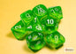 TRANSLUCENT RAD GRN/WHT 7-DIE SET W/ BONUS DIE